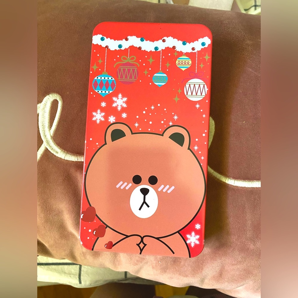 Line Friends NWOT Brown Multi-Purpose Gift Card Thank You Card Tin Box